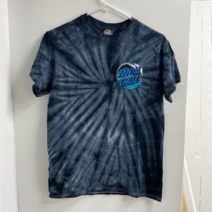 Black tie dye Santa Cruz tee, size S, minor discoloration under arms (pictured)